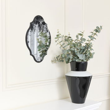 Black Distressed Shaped Wall Mirror