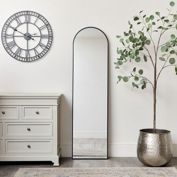 Black Framed Arch Wall Mirror 42cm x 156cm