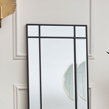 Black Framed Art Deco Wall / Leaner Mirror 34cm x 142cm