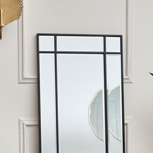 Black Framed Art Deco Wall / Leaner Mirror 142 cm x 54 cm