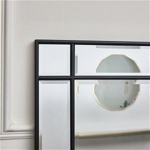 Black Framed Art Deco Wall / Leaner Mirror 142 cm x 54 cm