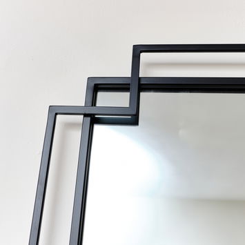 Black Geometric Matt Wall Mirror 94cm x 48cm