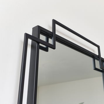 Black Geometric Matt Wall Mirror 94cm x 48cm