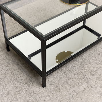 Black Glass & Mirrored Coffee Table