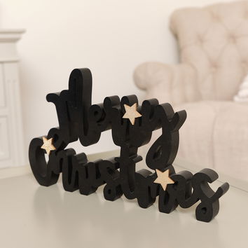 Black & Gold Merry Christmas Freestanding Sign