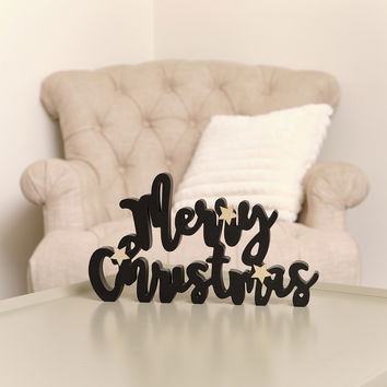 Black & Gold Merry Christmas Freestanding Sign