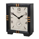 Black & Gold Metal Square Table Top / Mantel Clock 32cm x 26cm