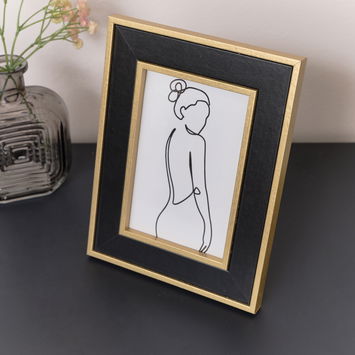 Black & Gold Rectangle Photo Frame 15cm