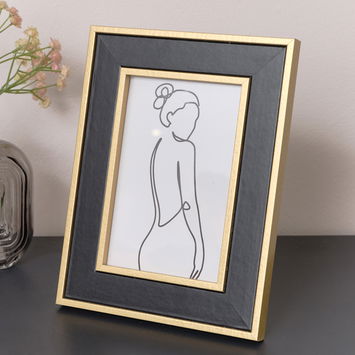 Black & Gold Rectangle Photo Frame 15cm