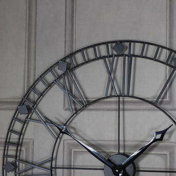 Large Black Iron Skeleton Wall Clock