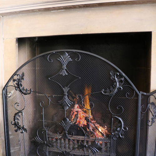 Black Metal Ornate Fire Screen