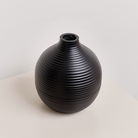 Black Metal Ribbed Swirl Vase - 17cm