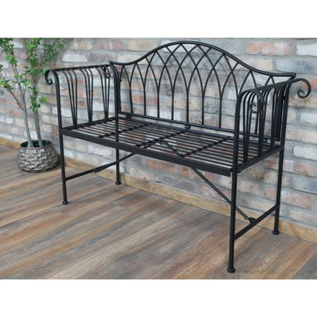 Black Metal Vintage Garden Bench