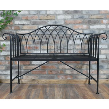 Black Metal Vintage Garden Bench