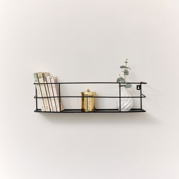 Black Metal Wire Wall Shelf - 56cm