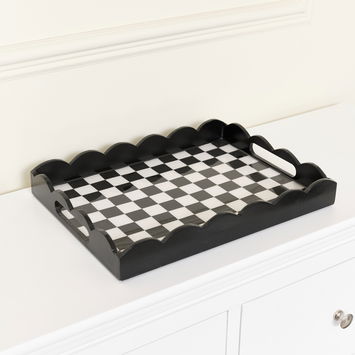 Black Monochrome Checked Tray