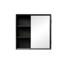 Black Open Shelved Mirrored Wall Cabinet 53cm x 53cm
