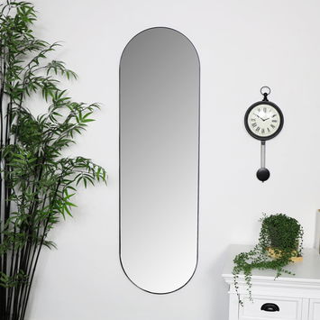 Black Oval Wall Mirror 40cm x 140cm