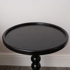 Black Painted Round Wooden Bobble Side Table - 45cm x 56.5cm