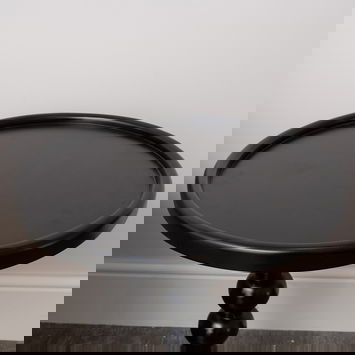 Black Painted Round Wooden Bobble Side Table - 45cm x 56.5cm