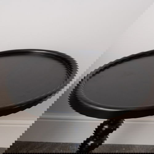 Black Painted Round Wooden Bobble Side Table - 45cm x 56.5cm