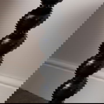 Black Painted Round Wooden Bobble Side Table - 45cm x 56.5cm