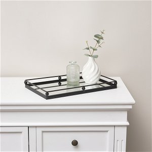 Black Rectangle Mirrored Display Tray