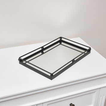 Black Rectangle Mirrored Display Tray