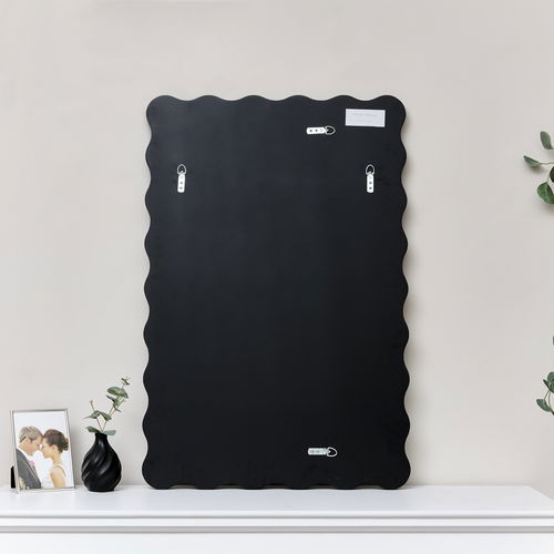 Black Wave Framed Wall Mirror 90cm x 60cm 