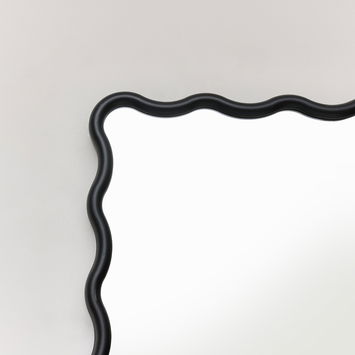 Black Wave Framed Wall Mirror 90cm x 60cm