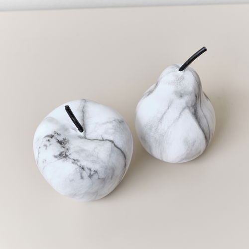 Black & White Marble Effect Apple & Pear Decorative Ornaments