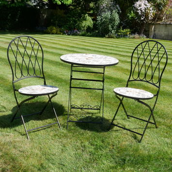 Black & White Mosaic Garden Table & Chairs Set