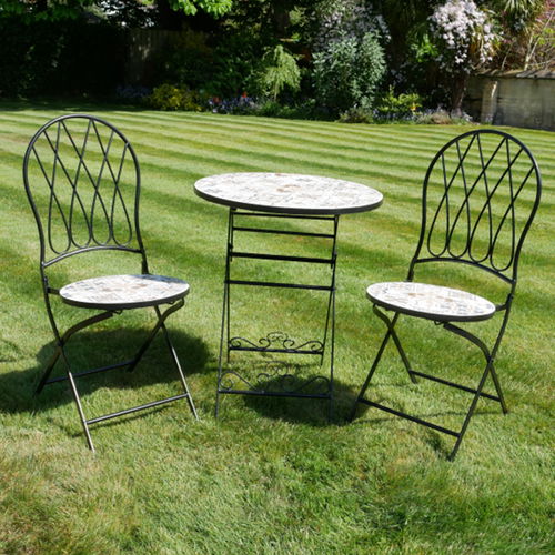 Black & White Mosaic Garden Table & Chairs Set