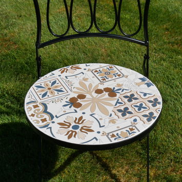 Black & White Mosaic Garden Table & Chairs Set