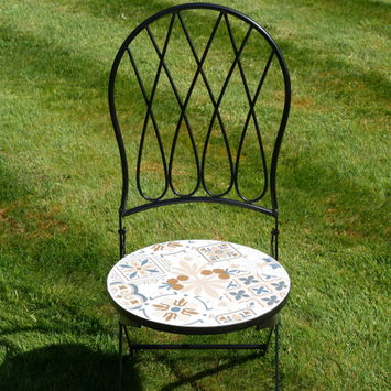 Black & White Mosaic Garden Table & Chairs Set