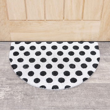 Black & White Polka Dot Half Moon Door Mat