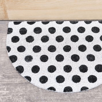 Black & White Polka Dot Half Moon Door Mat