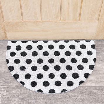 Black & White Polka Dot Half Moon Door Mat