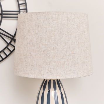 Blue and Cream Hand Painted Table Lamp with Linen Shade