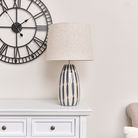 Blue and Cream Hand Painted Table Lamp with Linen Shade