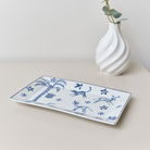 Blue & White Animal Patterned Rectangular Ceramic Trinket Plate