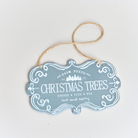 Blue & White Christmas Trees Hanging Sign - 18cm x 10.5cm