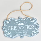 Blue & White Christmas Trees Hanging Sign - 18cm x 10.5cm
