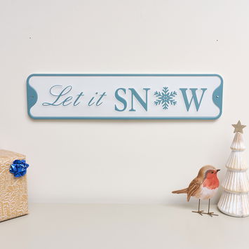 Blue & White Let It Snow Decorative Christmas Sign