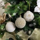 Box of 14 Gold & White Assorted Christmas Tree Baubles