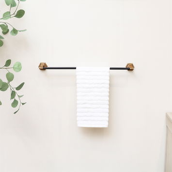Brass Gold and Black Towel Rail 64cm