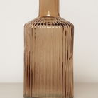 Brown Ribbed Glass Bottle Vase - 20cm