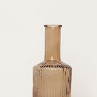 Brown Ribbed Glass Bottle Vase - 20cm