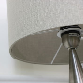 Brushed Silver & Beige Wash Wood Table Lamp