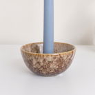 Ceramic Mottled Brown Slip Glaze Candle Holder